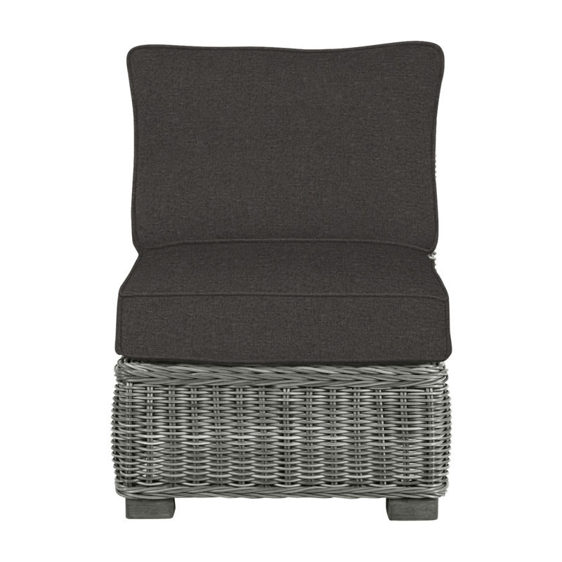 Rustic Woven Sectional Slipper Chair, Slate Grey, Welt, Verona Fossil
