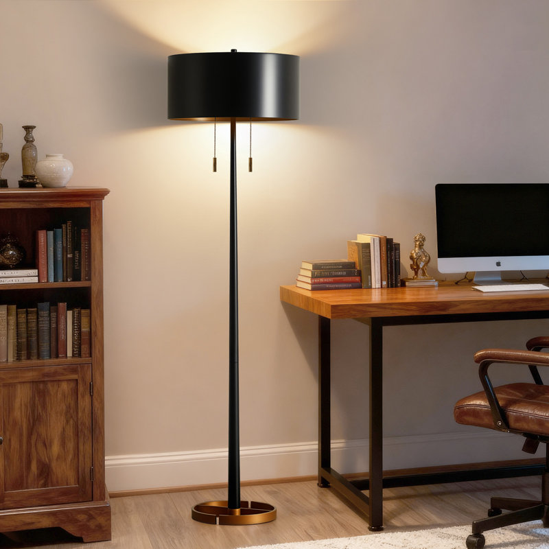 60" 2-Light Traditional Floor Lamp With Dual Pull Chains – Ideal For Bedroom, Office, Nursery, Reading Nook