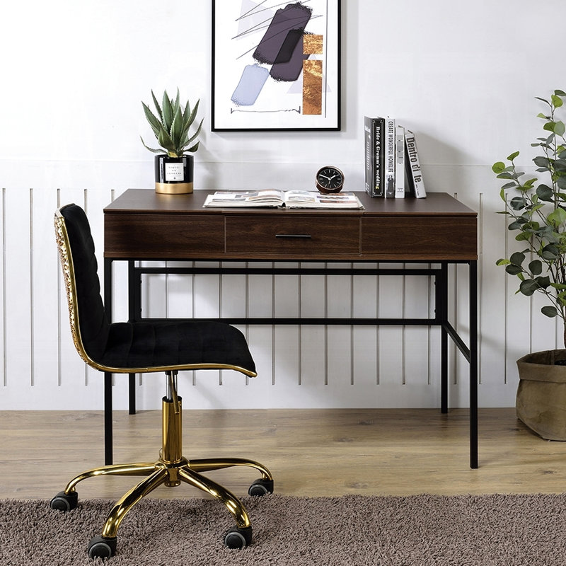 Compact Writing Table With And Hidden Storage In Oak Work Handy Drawer