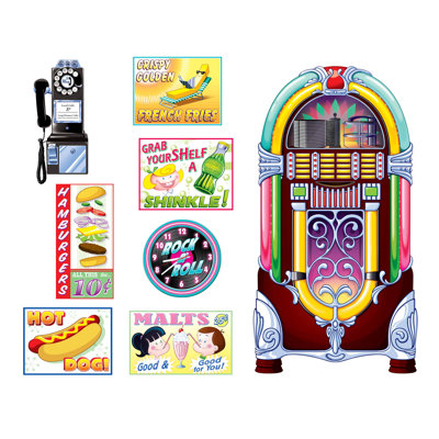 Ensemble de 8 autocollants de magasin de boisson gazeuse et juke-box