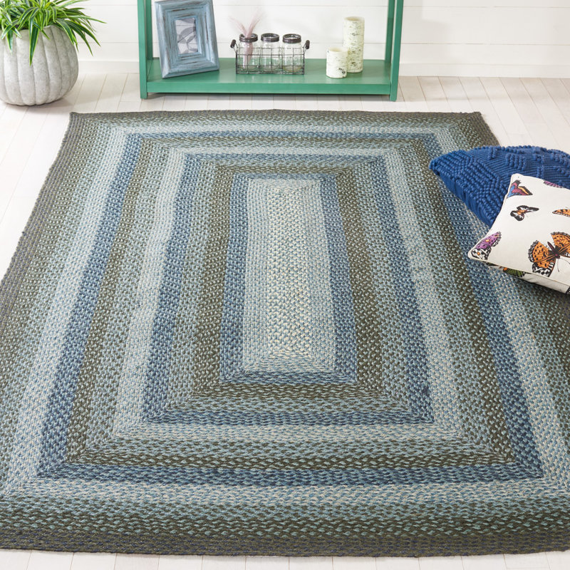 Tapis tressé à motif géométrique en jute, Rectangle de 5 pi x 8 pi