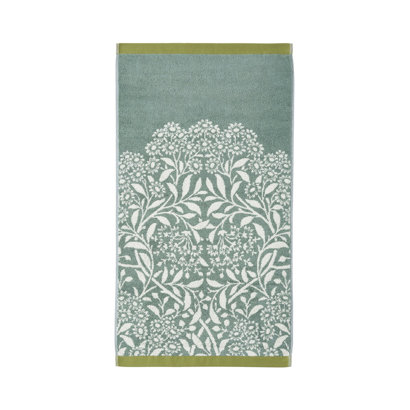 100% Cotton, Green Floral, Hand Towel - 1 Pack