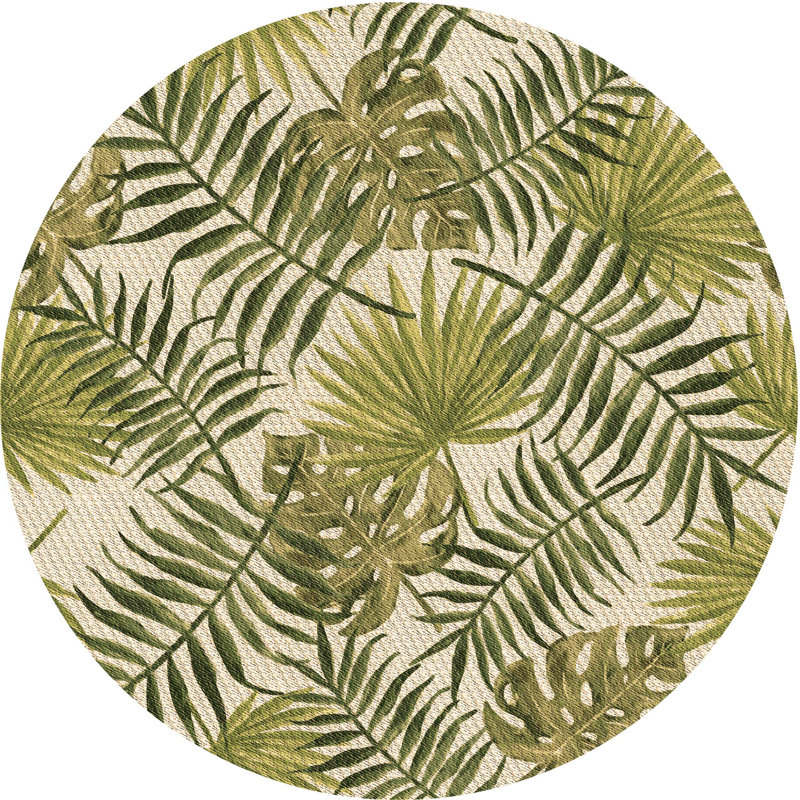 Tapis beige / vert Bassett, Rond 3 pi