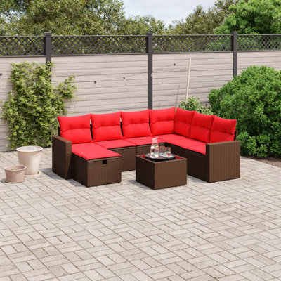 Ensemble de canapé de patio 8 pièces avec coussins en rotin de polyester