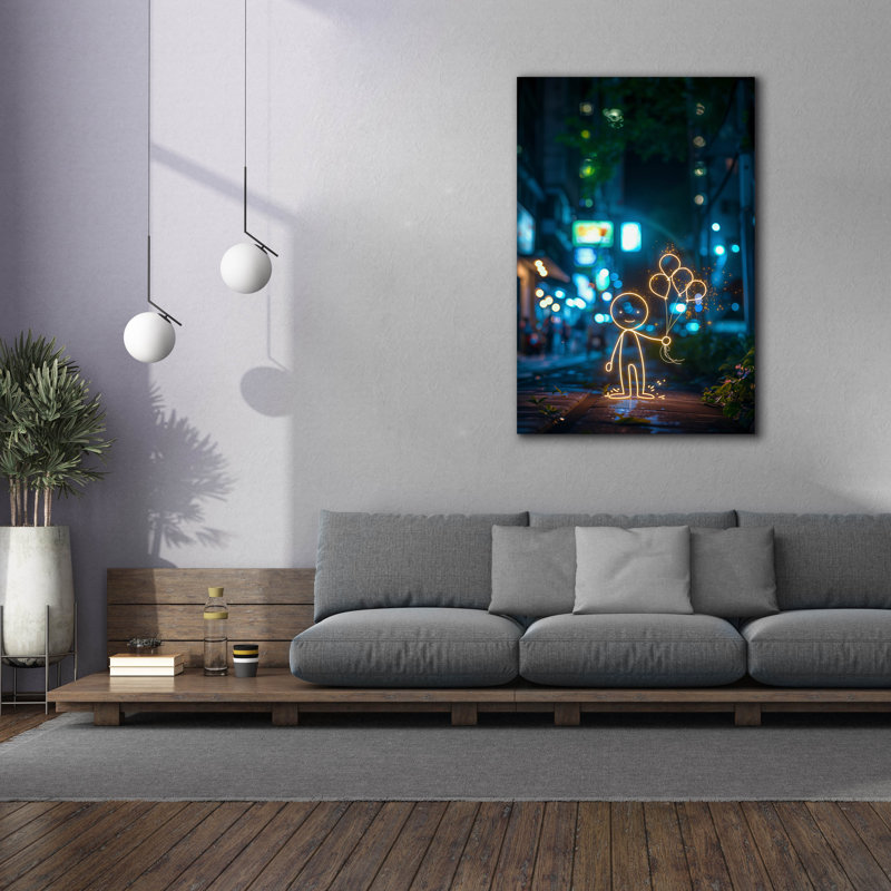 Art mural sur toile Dakota Fields "Ballons dans la ville" par r3darch0n, H 60 po x l 40 po x P 1,5 po