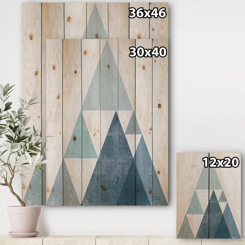 Minimal Triangles III - impression moderne Mid-Century sur bois de pin naturel, H 32 po x l 24 po x P 1 po