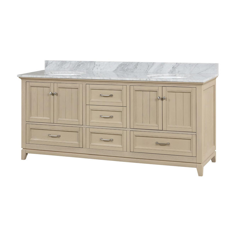 Ensemble de meuble-lavabo double 72 po Lily, Chêne clair