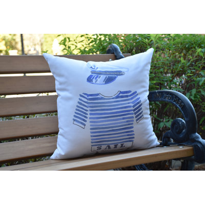 Housse de coussin d'extérieur carrée à imprimé capitaine Nantucket