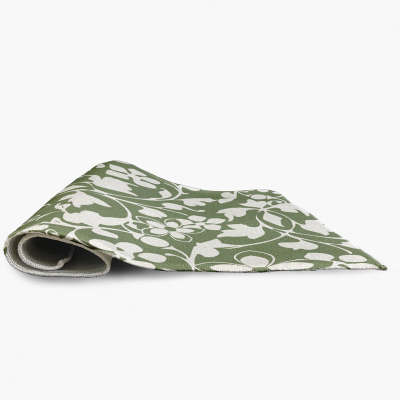 Tapis floral en chenille tissé à la machine Ingun - vert / blanc, Rectangle 2 pi x 3 pi