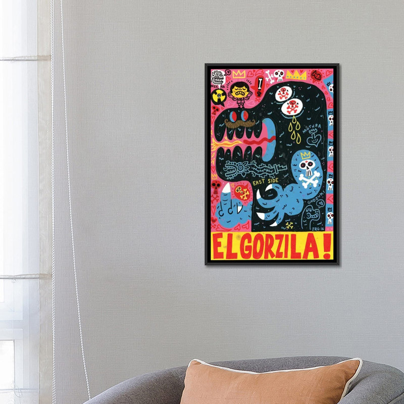 « monstro », reproduction sur toile, H 26 po x l 18 po x P 1,5 po, Toile avec cadre noir, Pas de tapis
