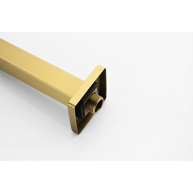 High Bathroom Shower - Brushed Gold Stainless Steel, Water Saving, Self-cleaning Nozzle, Works With Standard Arms Steel Rainfall Head Gold, Bathroom, Arm Fit