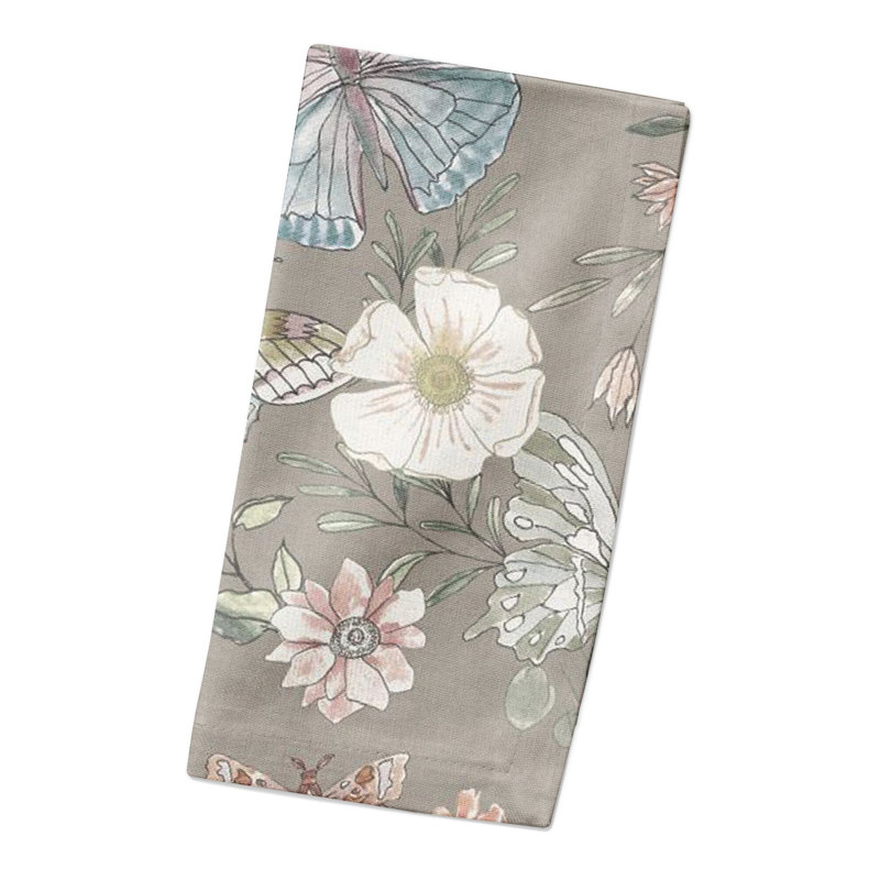 Alkhoury Cotton Floral Square Napkin, Gray