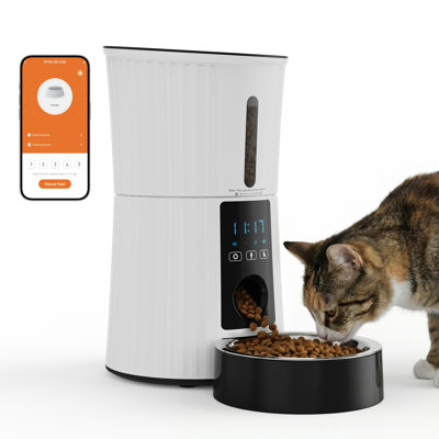 Automatic Cat&Dog Food Dispenser with with Stainless Bowls,4L Volum Capacity,APP Remote Feeding