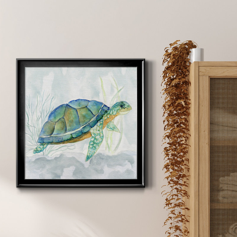 «Riding the Current I», peinture sur toile encadrée, H 34,5 po x l 34,5 po x P 1,5 po, Cadre noir