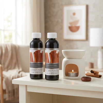 Hosley Set of 2, 5 oz Cinnamon Fragrance Warming Oils. Ideal Gift for Weddings, spa, Reiki, Meditation, Bathroom Settings. P1