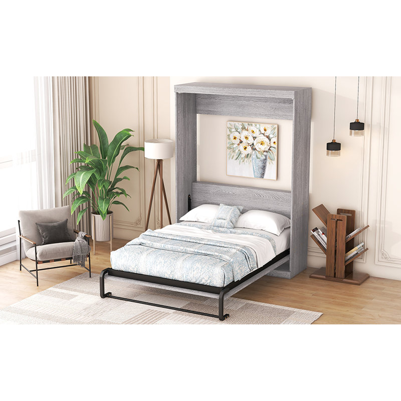 Lit double gris pliable dans l'armoire - fiable et maximisant l'espace avec une solution de rangement
