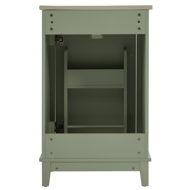 [Viedo] Petite armoire de meuble-lavabo moderne de 20 pouces avec lavabo en céramique - 20 * 14,5 * 33,3 pouces, rangement spacieux, 1 porte à fermeture douce