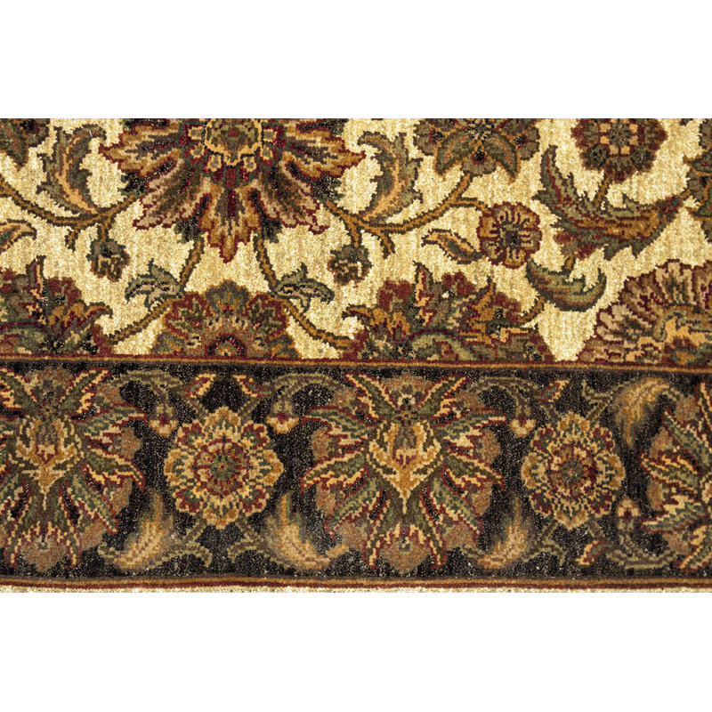 Tapis doré et noir noué à la main de haute qualité