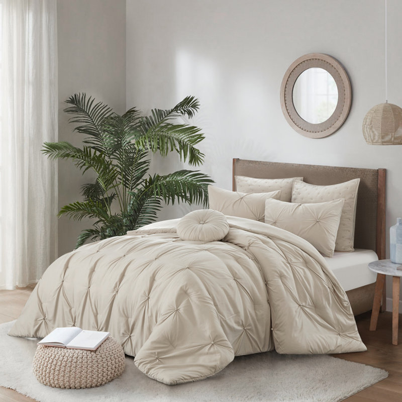 Ensemble d'édredon en duvet beige 180 fils