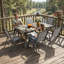 Ensemble de table de salle à manger 7 pièces avec trou pour parasol et 6 chaises pliantes-1408787961