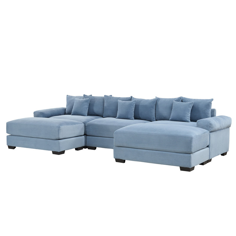 Canapé modulaire surdimensionné 130 po Cloud, Velours côtelé bleu