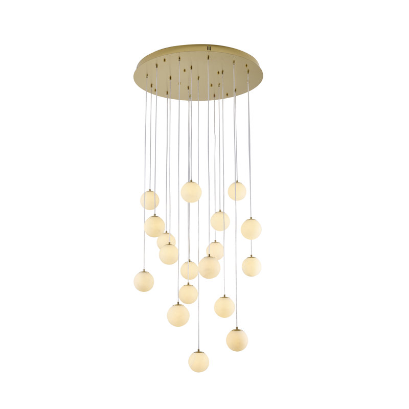 Lustre multicolore transitionnel 18 lumières , Laiton