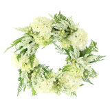 30" Assorted Hydrangea Wreath With Heather, Fern And Ribbon