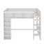 Lit mezzanine grand blanc avec garde-robe d'escalier et tablettes de rangement, structure de lit en bois peu encombrante-119577574