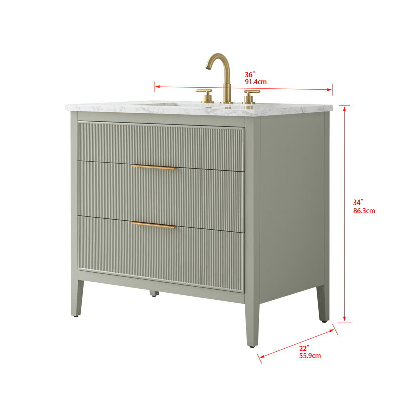 Emma 36" W Single Vanity, Light Sage