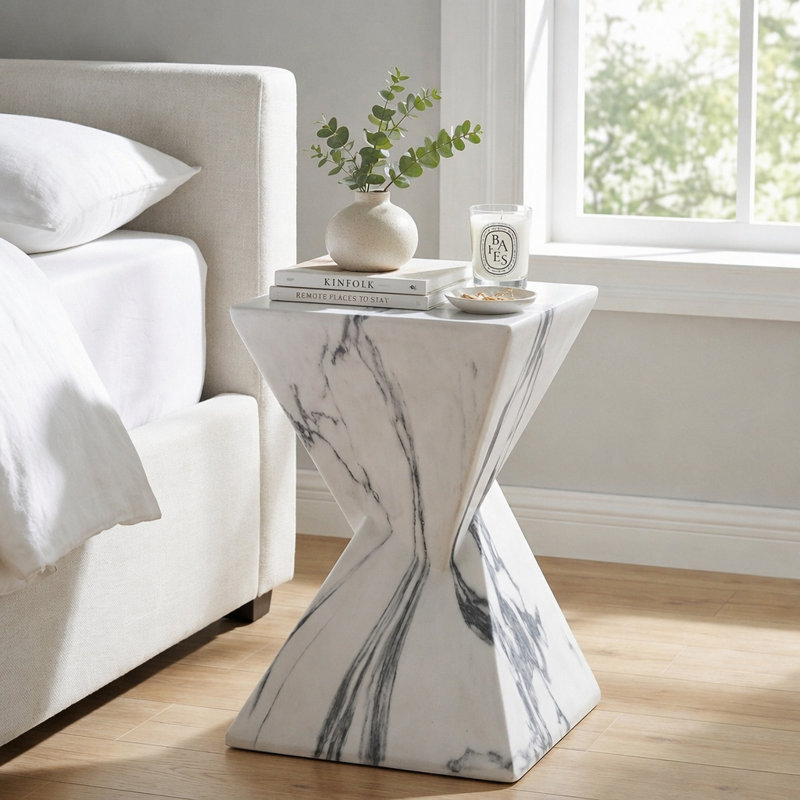 Table d'appoint de patio en béton 18,5 "H, Marble