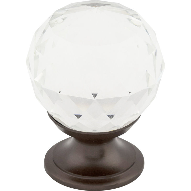 Wine Crystal 1 1/8" Diameter Round Knob, Clear, Oiled Rubbed Bronze