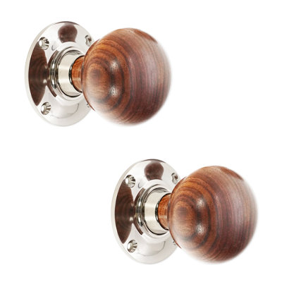 Rosewood Bun Rim/Mortice Door Knob Polished Nickel