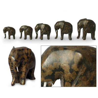 Ensemble de 5 figurines d'éléphants d'Afrique Holmquist