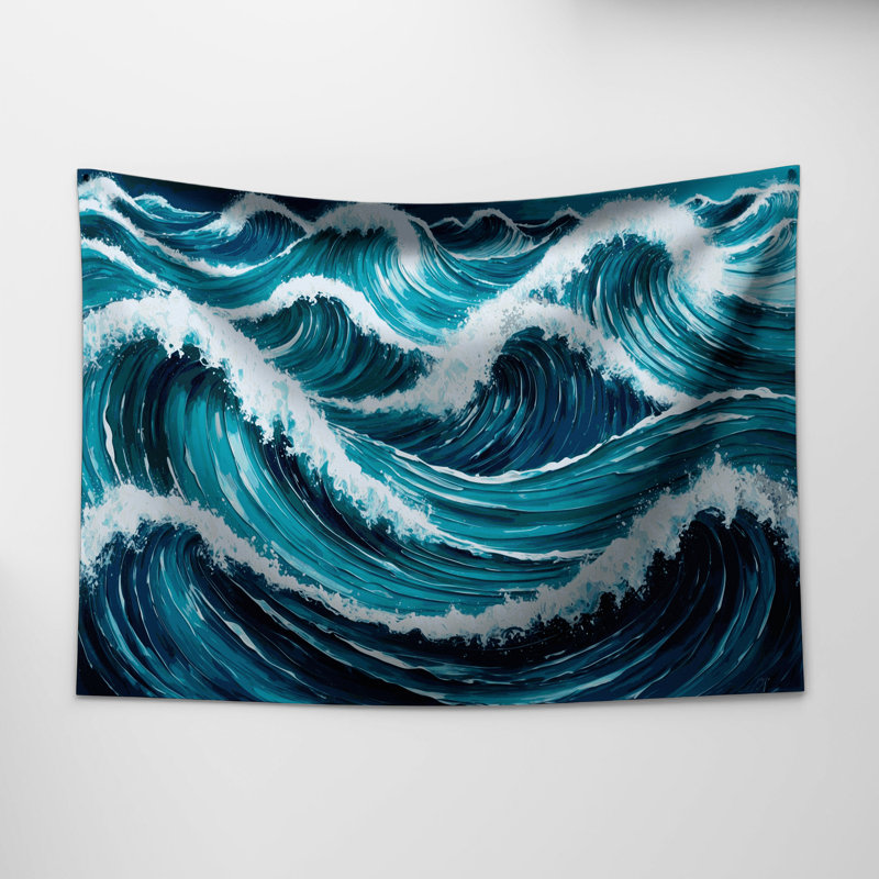Tapisserie murale Hawaiian Wave Curls, 88 po x 104 po