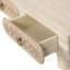 39.4" Modern Rounded Edge Coffee Table With Hand-Carved Flower Pattern Drawers And Thick Cylindrical Legs(Beige)