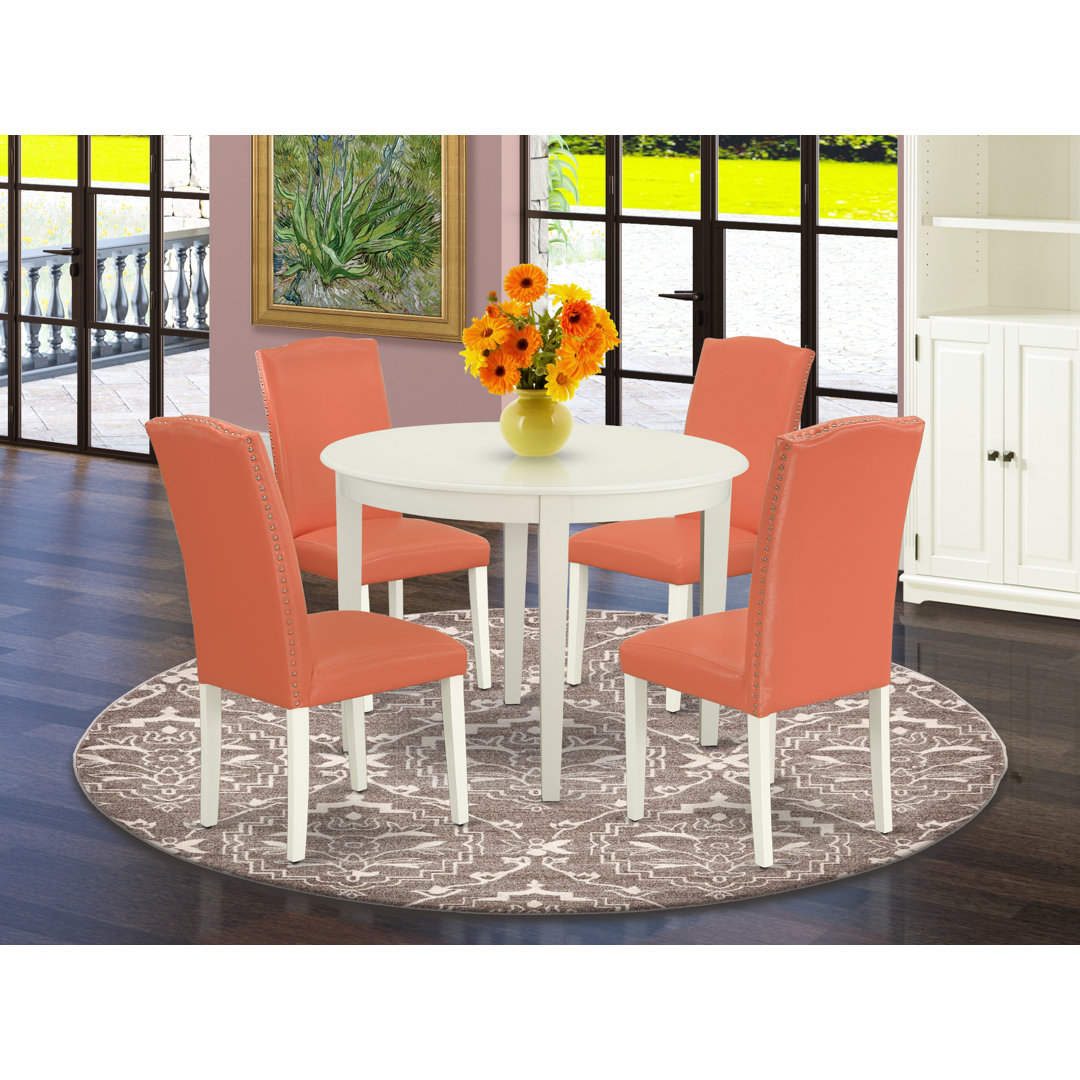Dottie 4 - Person Rubberwood Solid Wood Dining Set Alcott Hill® Chair 