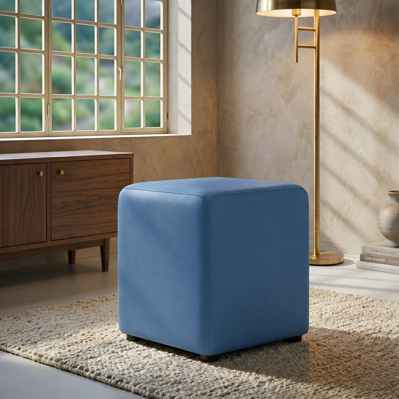 Faux Leather Cube Seating, Lapis Blue