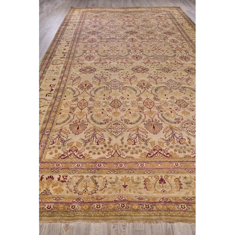 Hand-Knotted Floral Wool Rectangular Area Rug, 11' x 19'4"