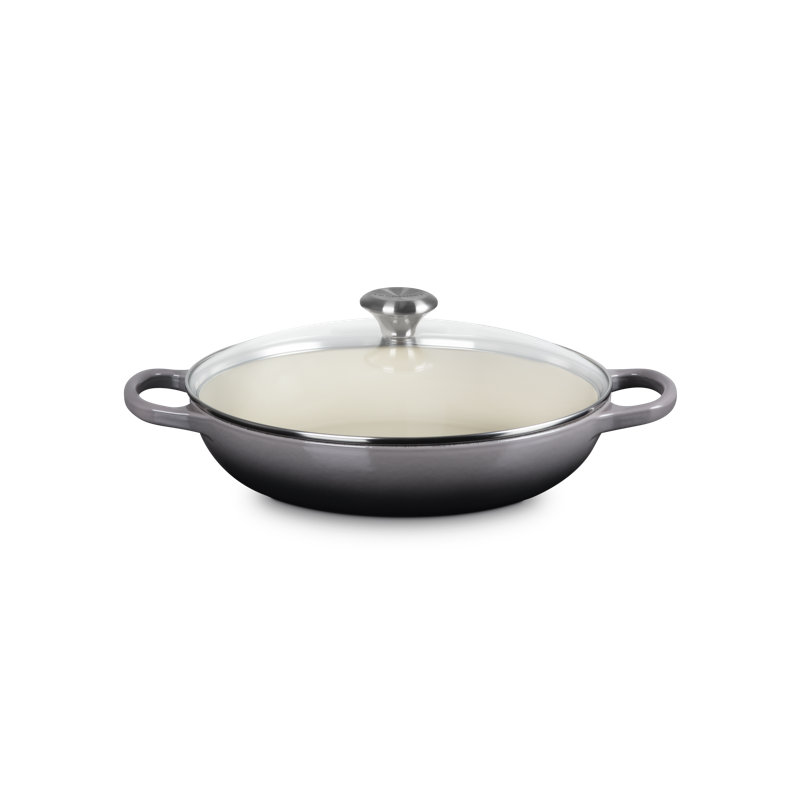 Le Creuset Enameled Cast Iron Signature Round Braiser With Glass Lid, 2.25 Qt., Olive, Oyster