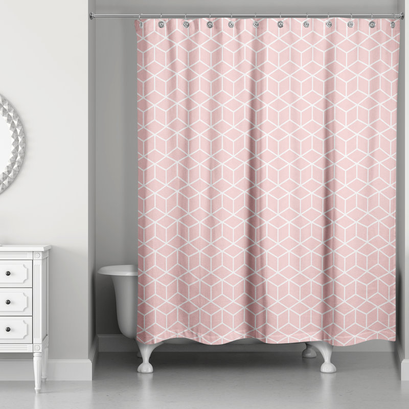 Rideau de douche simple Bakstran, Rose / blanc