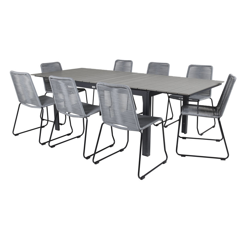 Faiyaz 8 - Person Patio Dining Set with Extendable Rectangular Table