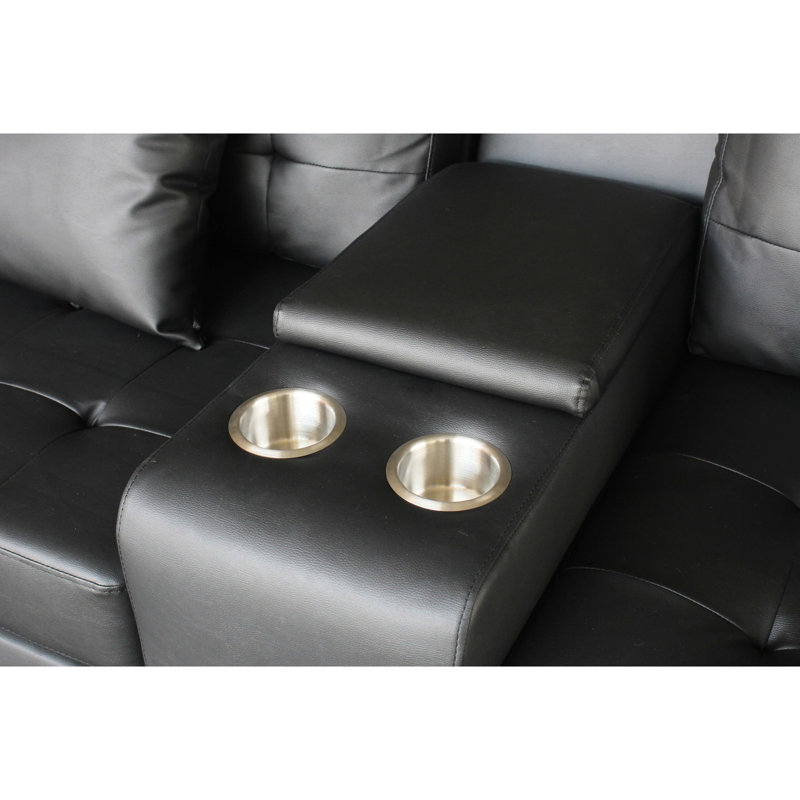 Moderne avec éclairage à DEL, console de rangement, porte-gobelets et coussins adorables lumières noires, chargeurs, sièges confortables