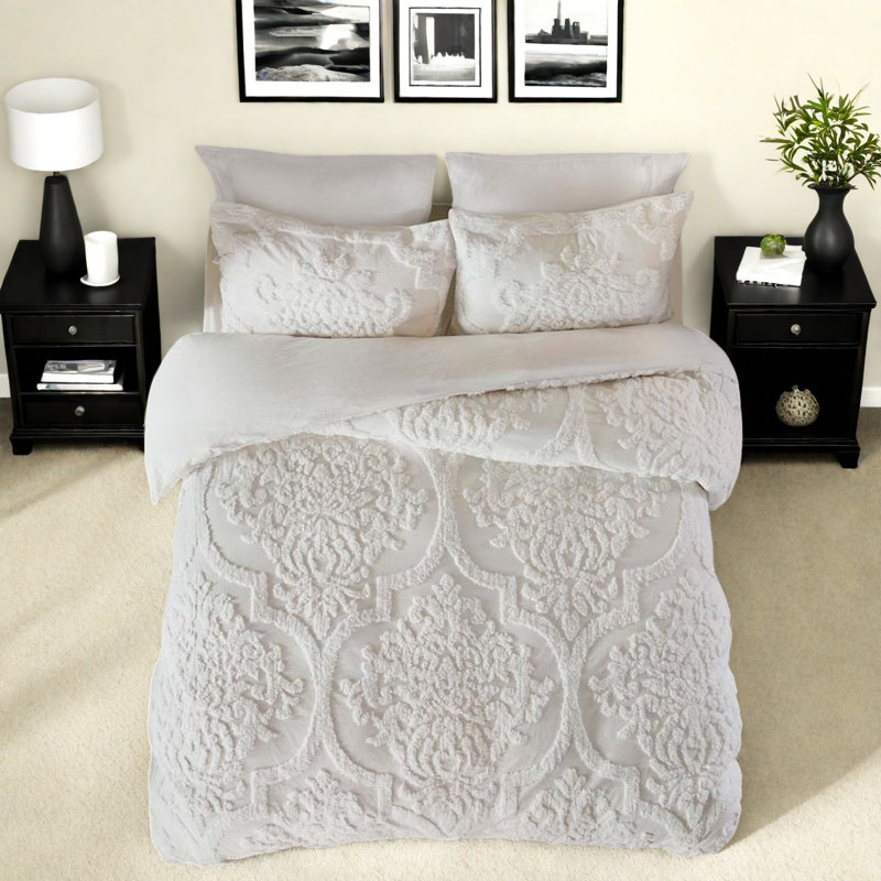 Ensembles de literie en coton touffeté de qualité supérieure, conception Shabby Chic, idéal pour les chambres accueillantes