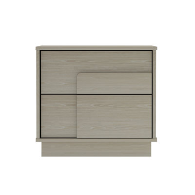 Horizon 22" Modern Nightstand with Easy Snap Assembly and 2 Full Extension Drawers in Whitewashed Oak