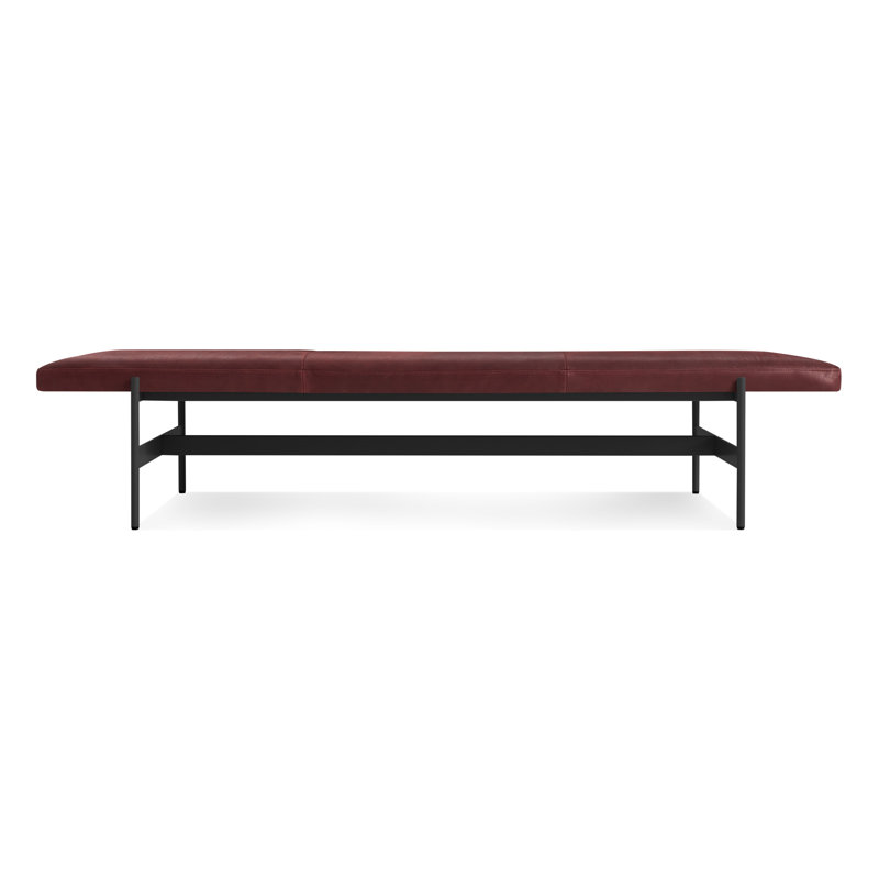 Daybench Leather Dining Bench, Ink Genuine Leather, Oblivion, 14" H x 75" W x 24" D