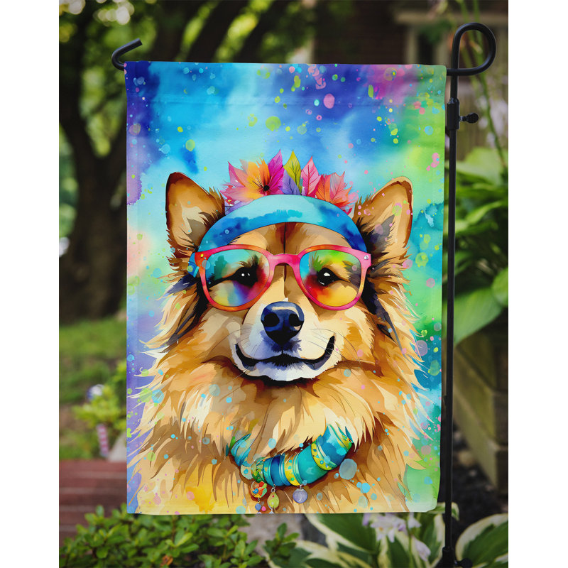 Drapeau de jardin Hippie Dawg, Loulou de Poméranie brun