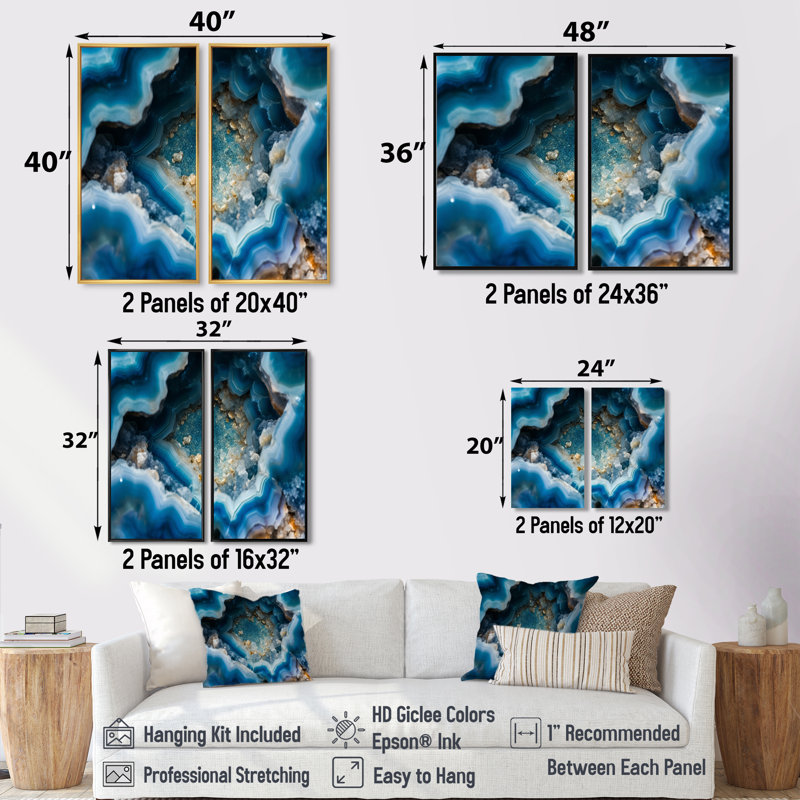 Geode Gems I - impressions d'art traditionnelles sur toile, Impression encadrée flottante, Argent argent, H 36 po x l 48 po