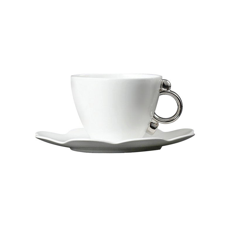 Jante argentée Geometrica - tasse à thé et soucoupe