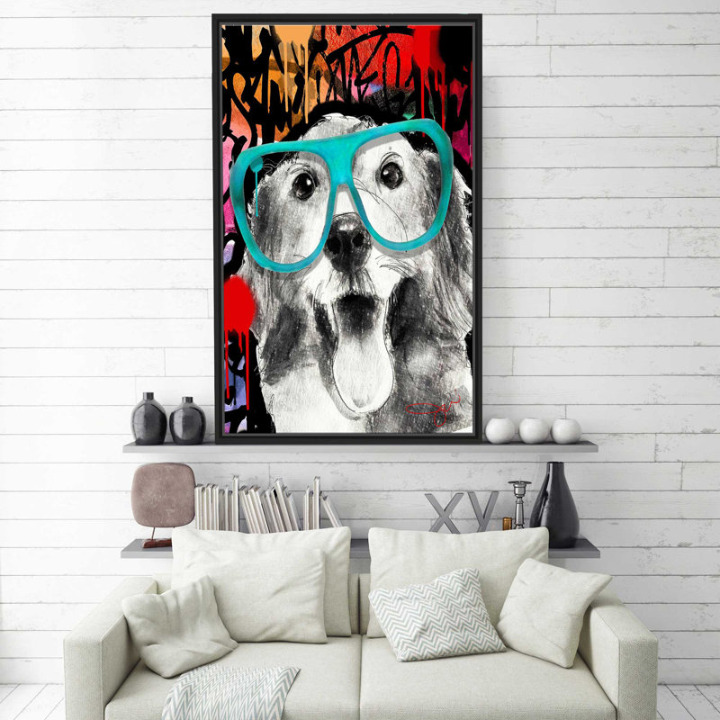 Golden Retriever (Vertical) par By Jodi - impression, Cadre flottant noir, H 33,5 po x l 21,5 po x P 2 po
