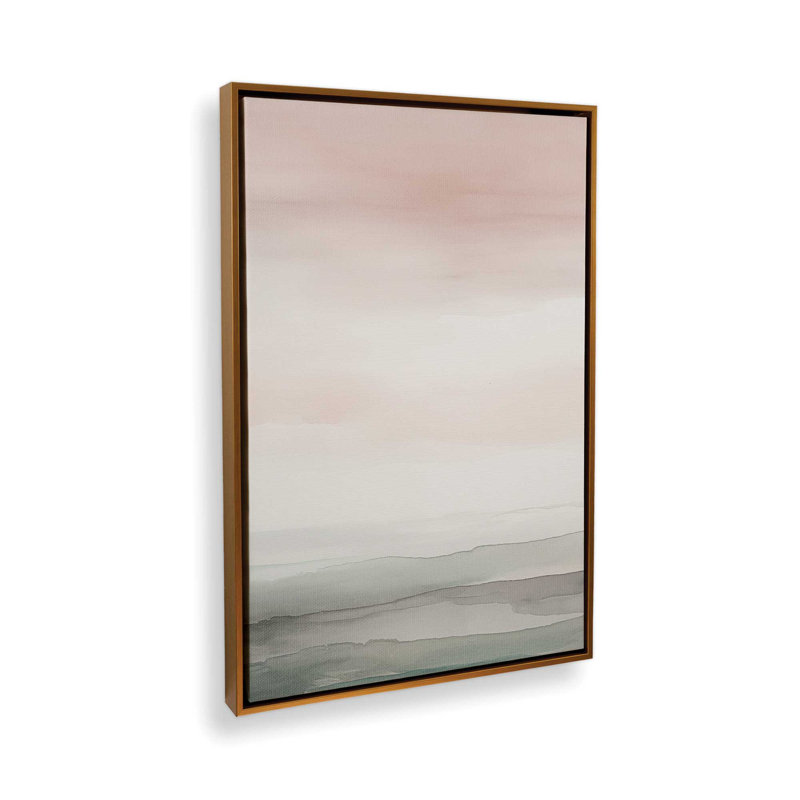 Toile Peach Tranquility III, H 30,75 po x l 20,75 po x P 1,75 po, Cadre flottant or poli
